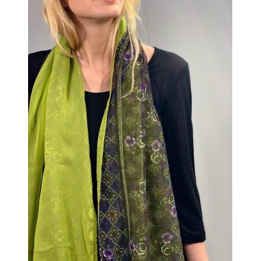 Echarpe  double face en laine et soie...