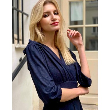 Robe drapée manches 3/4 en jersey...