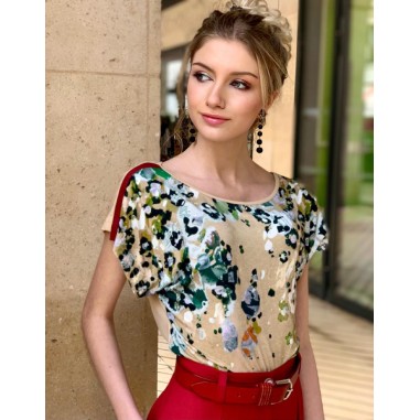 Haut en jersey imprimé manches...