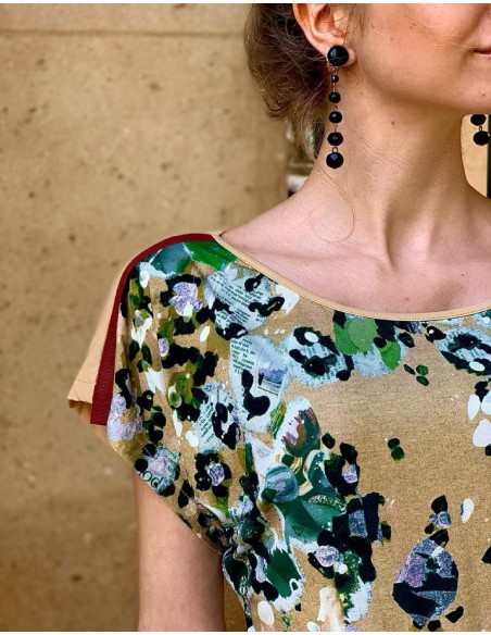 Haut en jersey imprimé manches courtes col bateau Emma