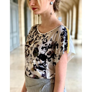 Haut en jersey imprimé manches... Haut en jersey imprimé manches...