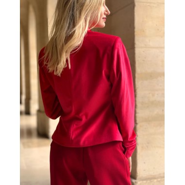 Veste courte en velours rouge Arisa