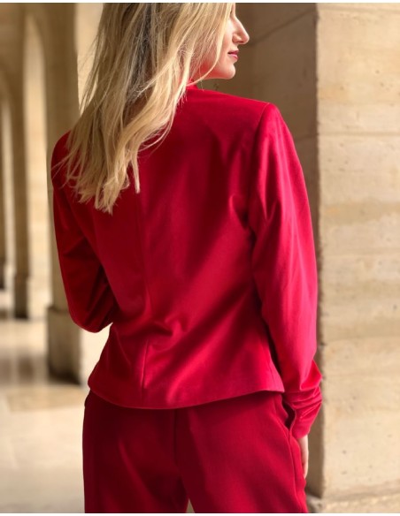 Veste courte en velours rouge Arisa