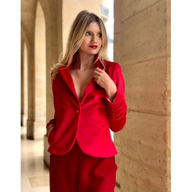 Veste courte en velours rouge Arisa
