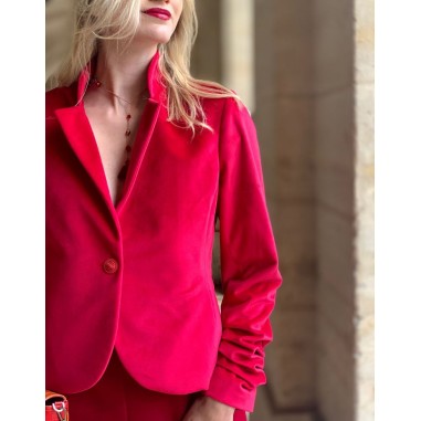 Veste courte en velours rouge Arisa