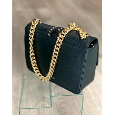 Small black leather bag with rivets...