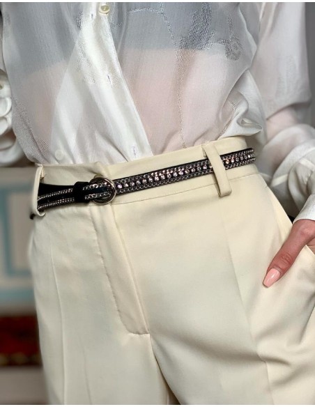 Ceinture en cuir et strass Lucia