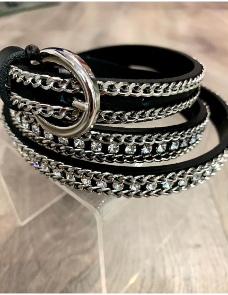 Ceinture en cuir et strass Lucia