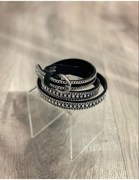 Ceinture en cuir et strass Lucia