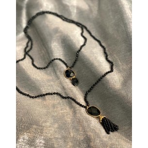 Sautoir en agate noir 2