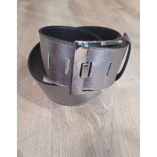 Ceinture haute en cuir argent Eve