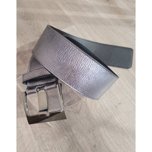 Ceinture haute en cuir argent Eve 2