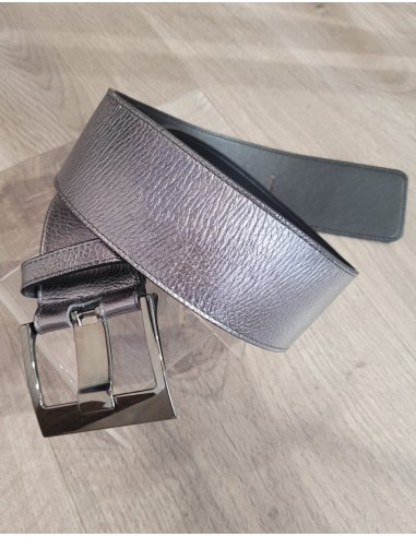 Ceinture haute en cuir argent Eve