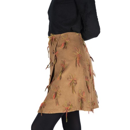 Jupe courte trapèze camel Bella