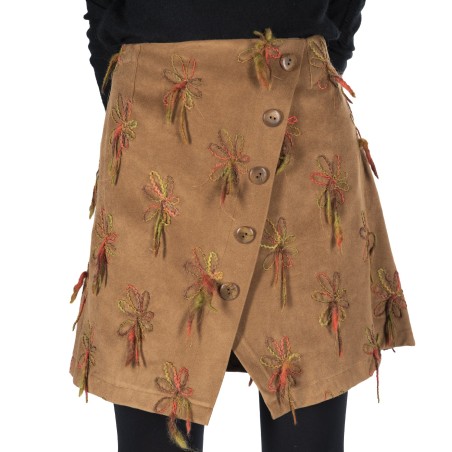 Jupe courte trapèze camel Bella