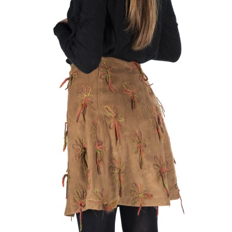 Jupe courte trapèze camel Bella