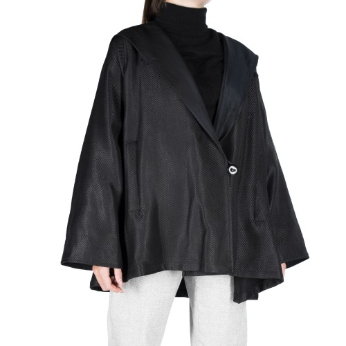 Black silk double face cape jacket Vanessa