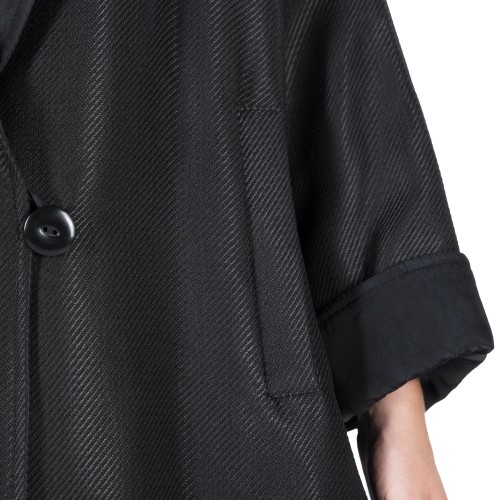 Black silk double face cape jacket... Black silk double face cape jacket...