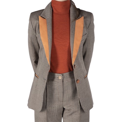 Veste col tailleur en laine et... Veste col tailleur en laine et...