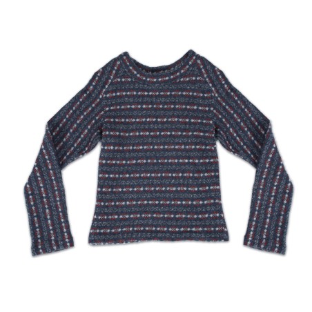 Pull  jacquard en laine bleu  Carla