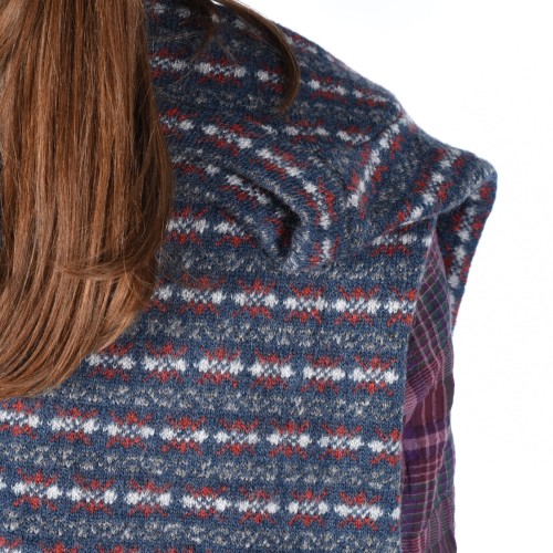 Pull  jacquard en laine bleu  Carla