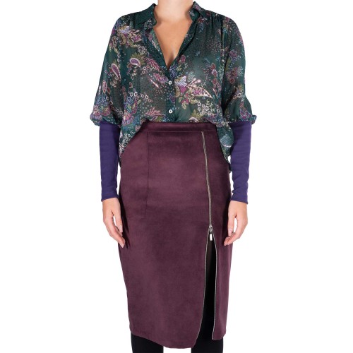 Plum Split Straight Skirt Cloé