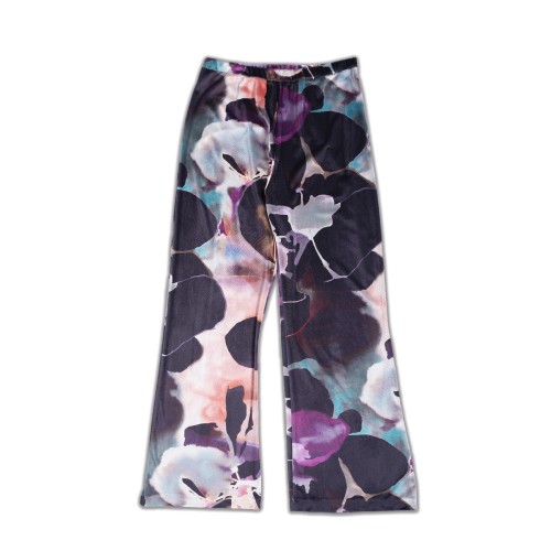 Ivana printed velvet trumpet trousers