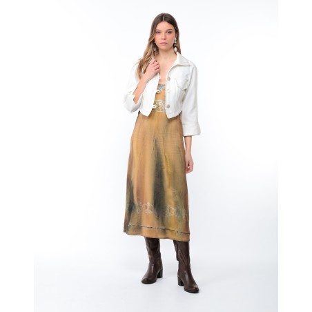 Laura saffron embroidered trapeze dress