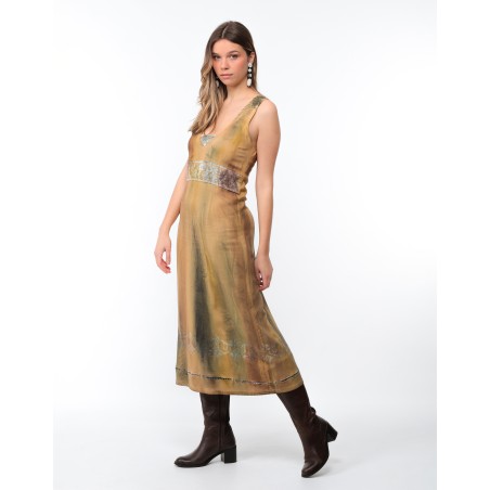 Laura saffron embroidered trapeze dress