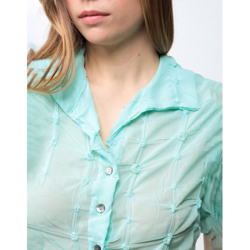 Chemise en mousseline turquoise Jole Chemise en mousseline turquoise Jole