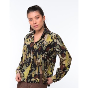 Chemisier en soie imprimé camouflage Mirta 2