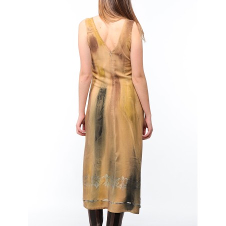 Laura saffron embroidered trapeze dress