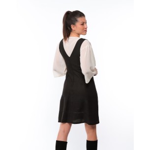 Robe trapèze brodé noir Laura 2