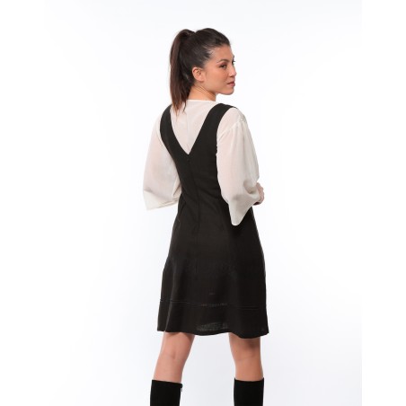 Black embroidered trapeze dress Laura