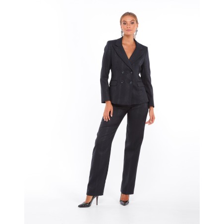 Pantalon droit bleu Eléonore