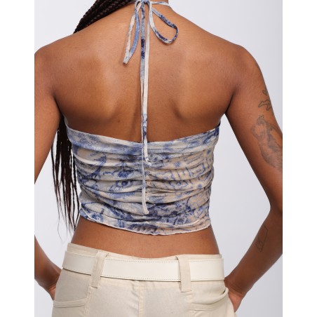 Top brassière drapé en tulle Ely