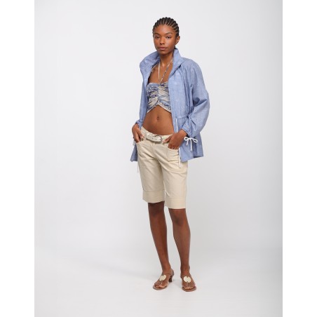 Top brassière drapé en tulle Ely