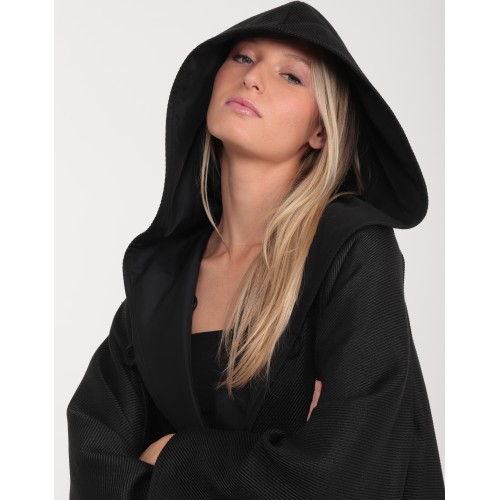 Black silk double face cape jacket... Black silk double face cape jacket...