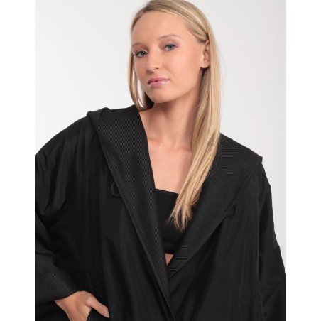 Black silk double face cape jacket Vanessa