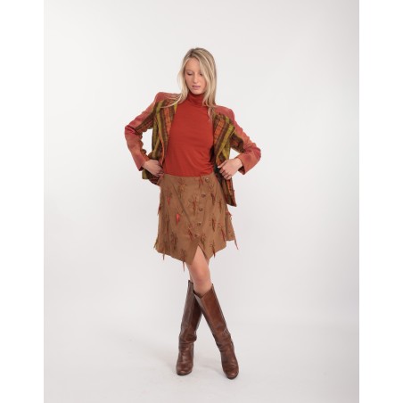 Jupe courte trapèze camel Bella