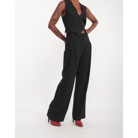 Verusca striped crepe wide pants