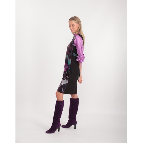 Robe droite en velours imprimé Elodie Robe droite en velours imprimé Elodie