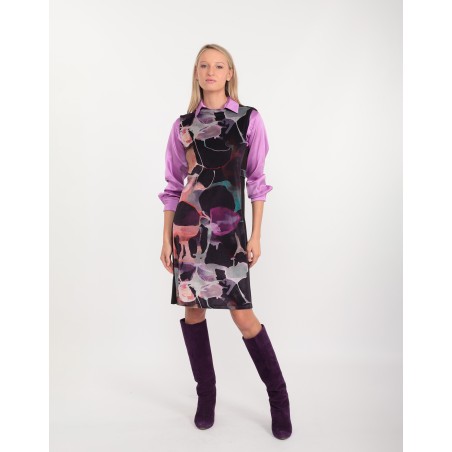 Robe droite en velours imprimé Elodie