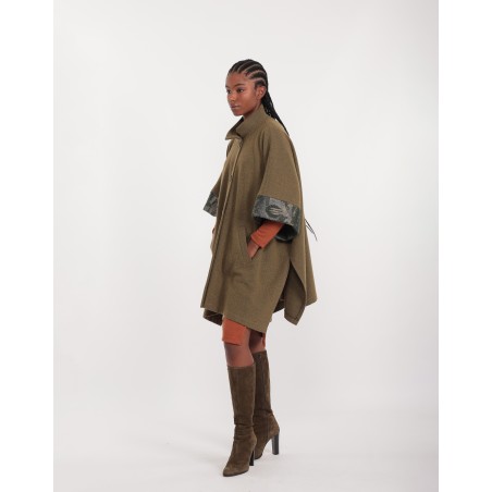 Poncho en tweed vert Tea