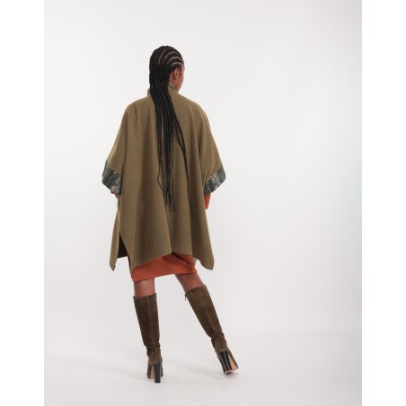Poncho en tweed vert Tea