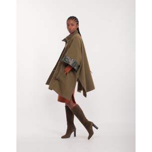 Tea green tweed poncho 2