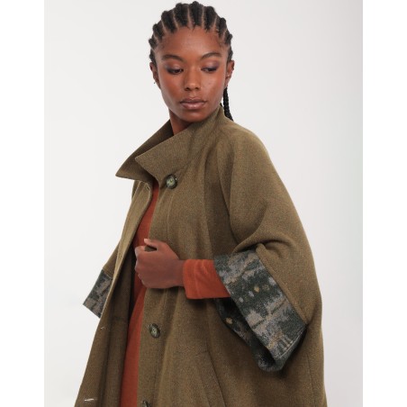 Poncho en tweed vert Tea