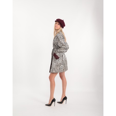 Leslie leopard silk trench coat