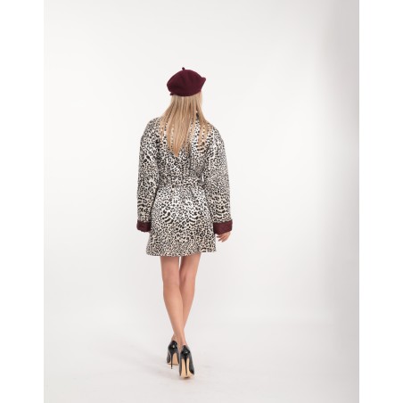 Leslie leopard silk trench coat