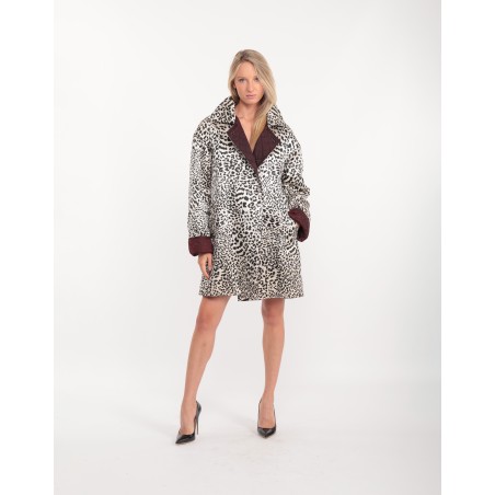 Leslie leopard silk trench coat